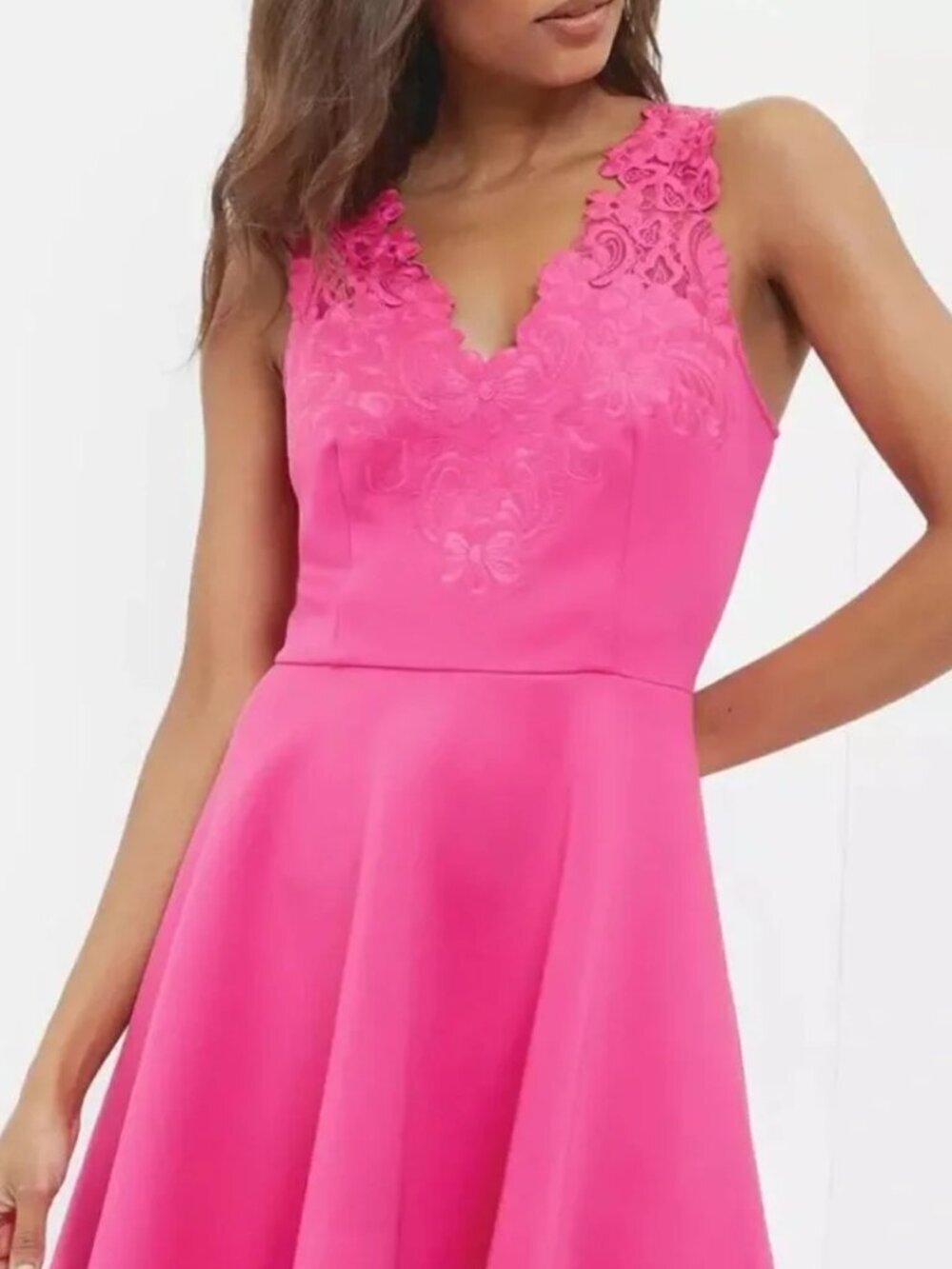 Ted Baker Taliia Dress EmbroideredMidi Floral Fit N Flare Sleeveless Pink NWT 8 - Picture 12 of 13